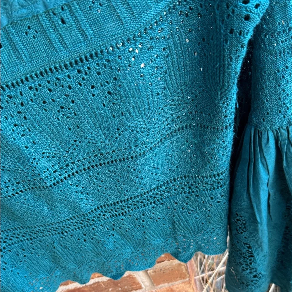 Free People Ladies S Once Upon A Time Top w/crochet detail & bell sleeves